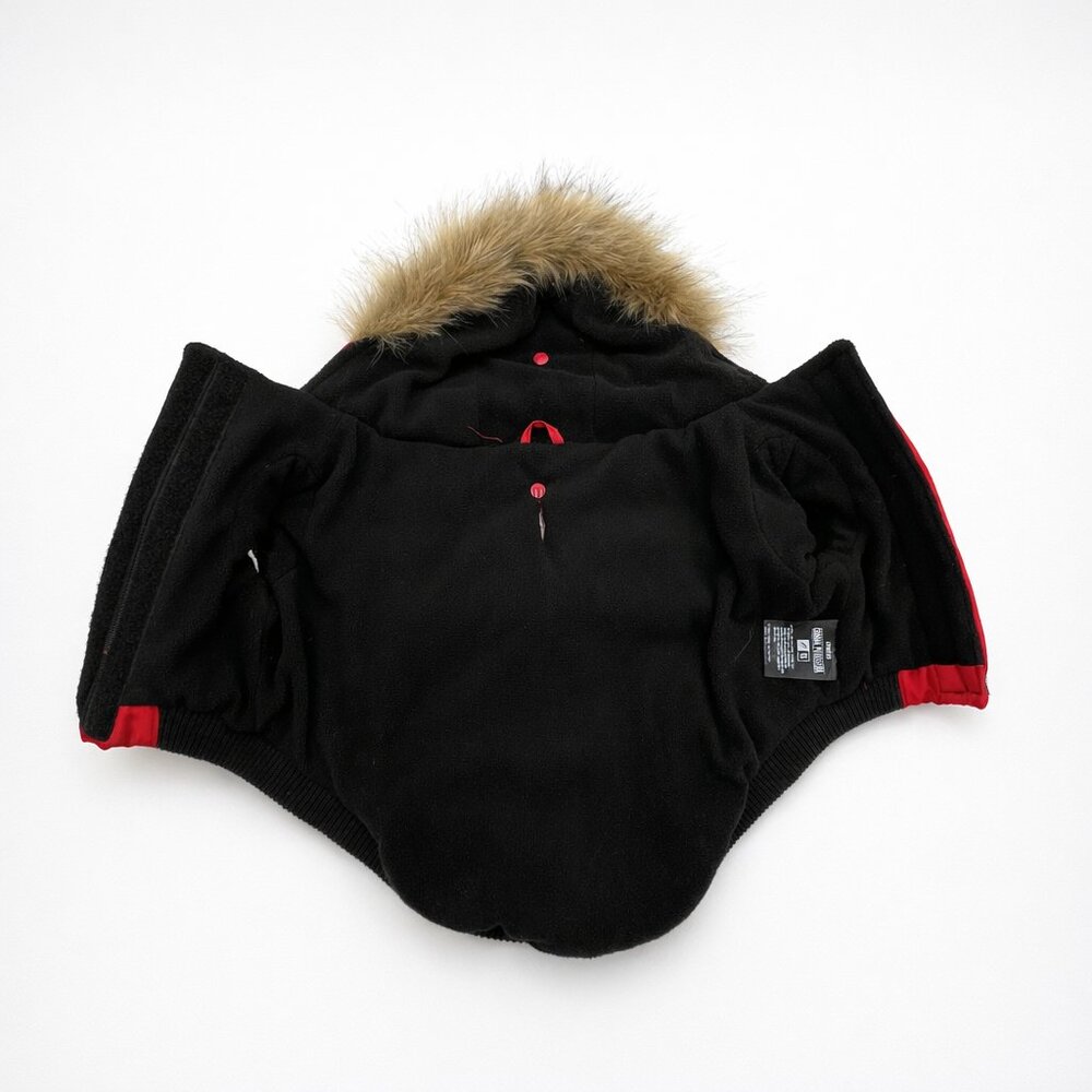 Canada Pooch North Pole Parka Red Dog Coat Faux Fur Hood Fleece Lined Size 16 - Picture 4 of 5